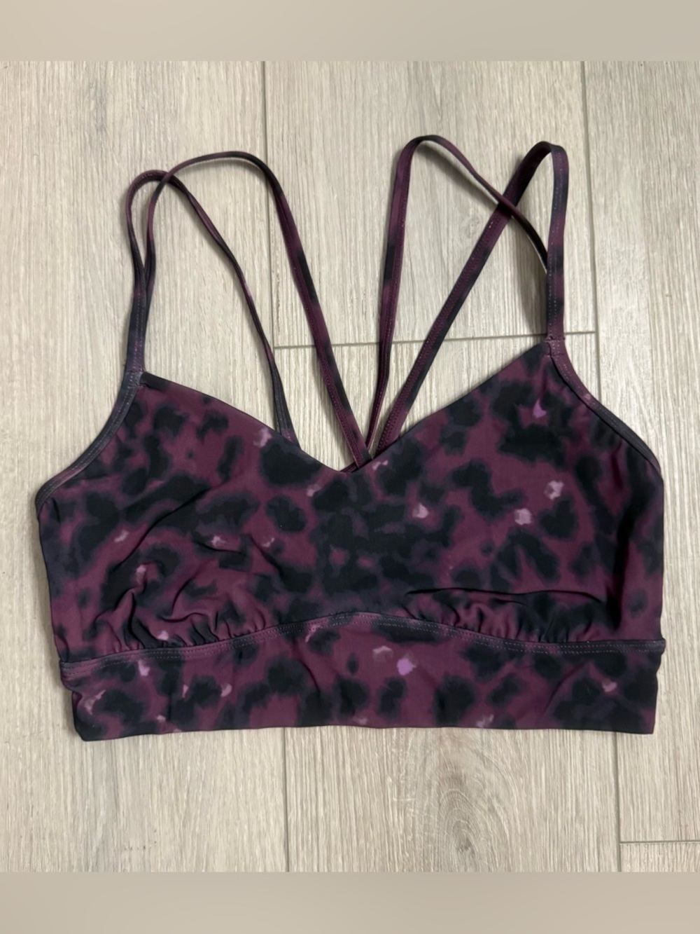 all in motion Purple and Black Leopard-Print Strappy Sports Bra